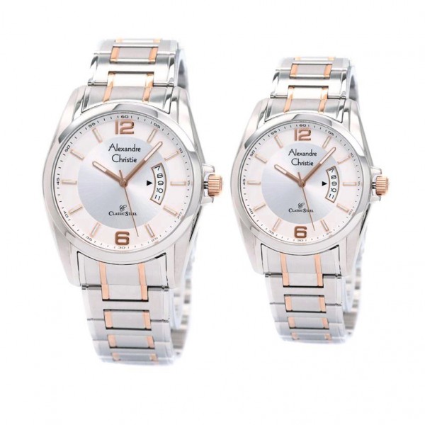 Alexandre Christie AC 8289 Silver Rosegold Couple